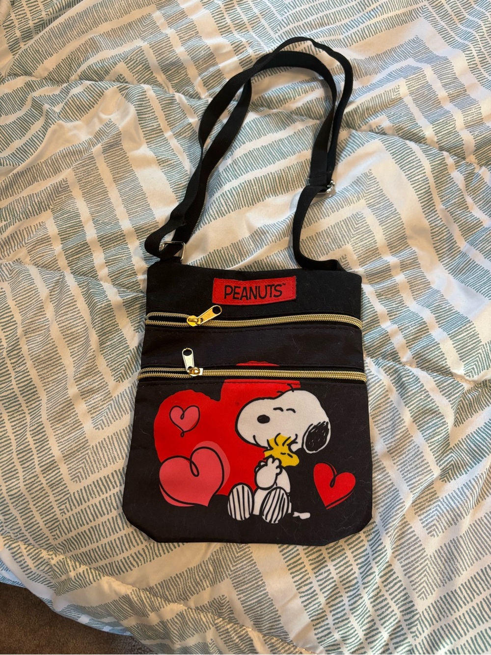 Peanuts Black and Red Snoopy Woodstock Crossbody Purse